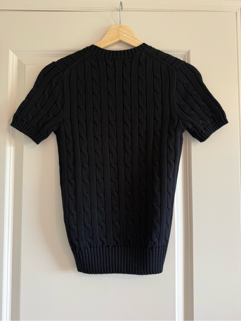 NWT Polo Ralph Lauren Sweater Black Cable Knit Beaded Big Pony Logo XS - Picture 3 of 4